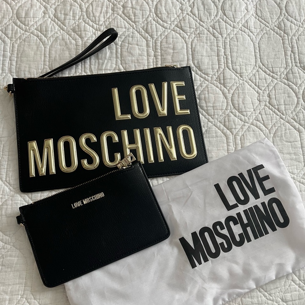 Love Moschino Clutch with coin/cash/credit card wallet. 11x7 inches